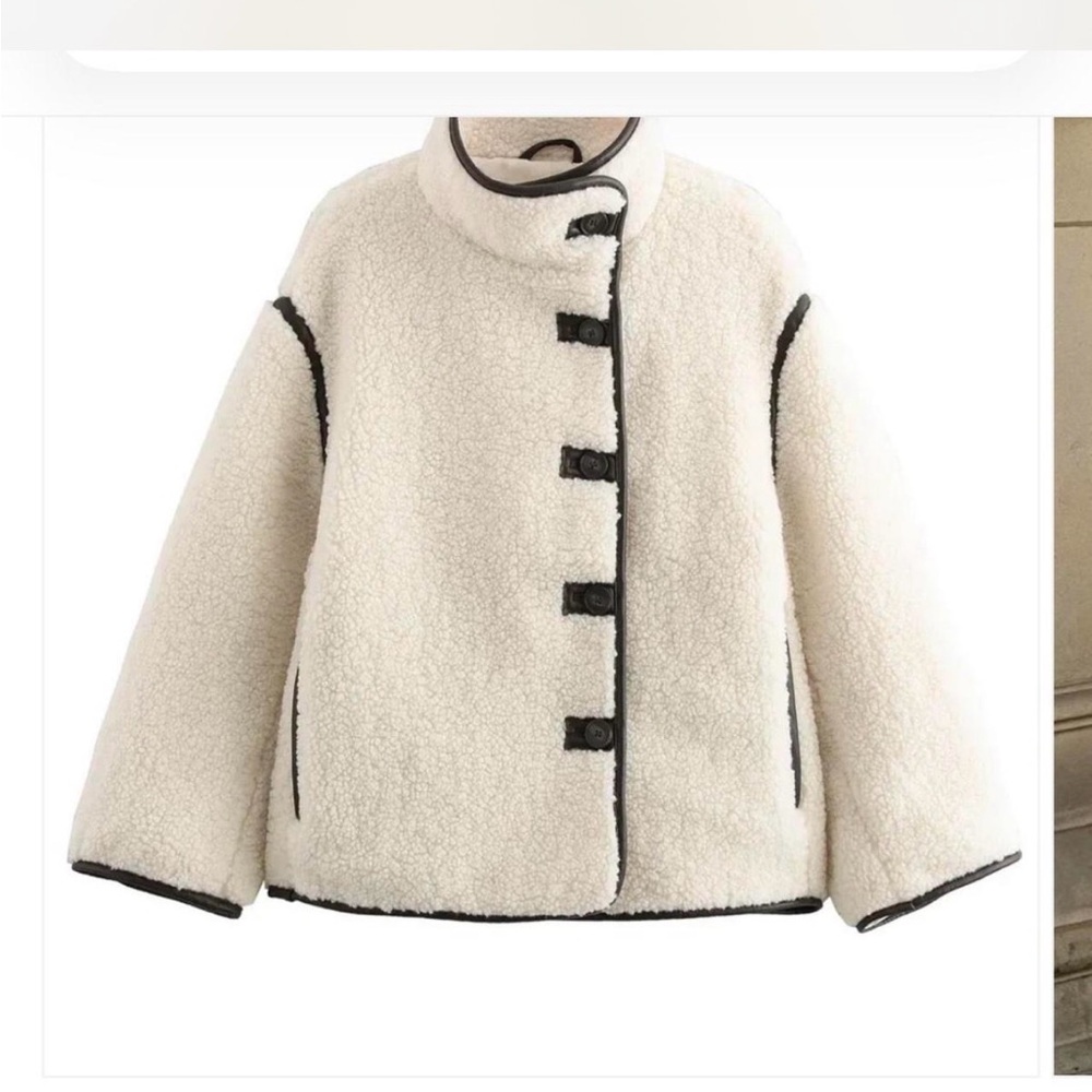 Stylish White and Black Buttoned Jacket